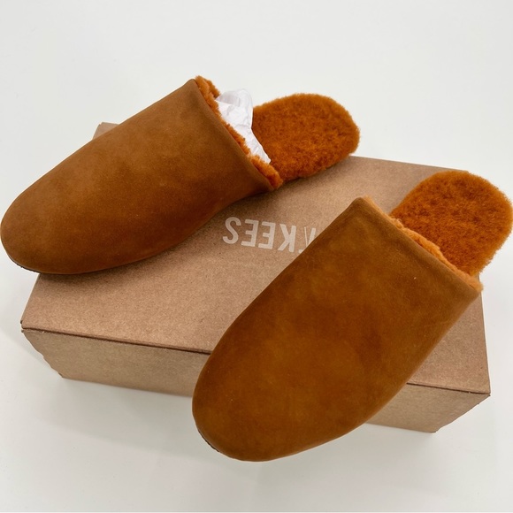 NWT TKEES Ines Shearling Camel Sandal Flats US 9 EU 40 Loafers Suede Mules - Picture 6 of 10